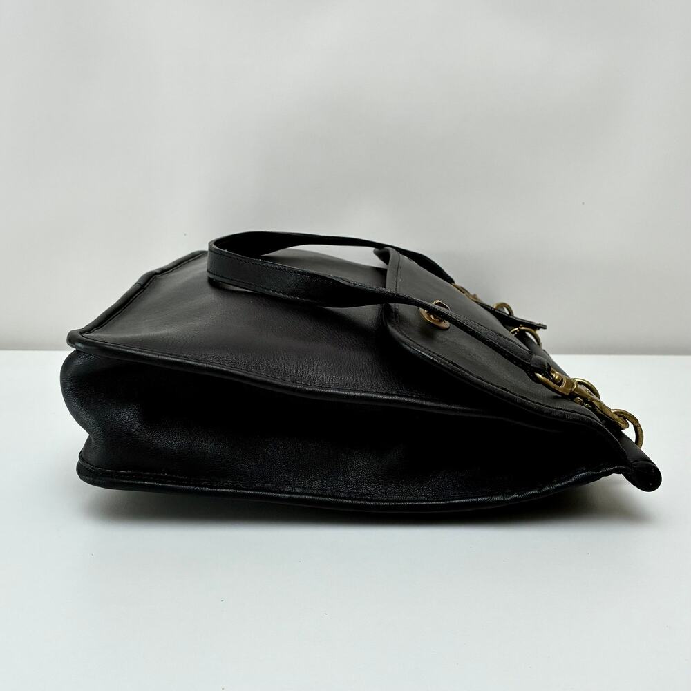 Vintage Laura USA Black Leather Satchel with Shoulder Strap - Laptop Bag - Picture 3 of 13